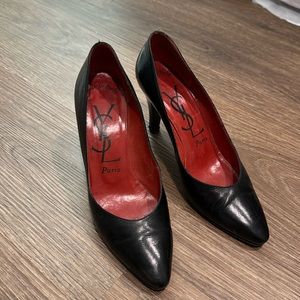 Authentic Vintage Yves Saint Laurent (YSL) Black Leather Pumps (Size 8)